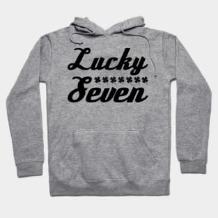 Lucky Seven Black Four Leaf Clover Design Hoodie